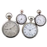 Ingersoll Crown nickel cased pocket watch in need of repair, 50mm; together with a Ingersoll