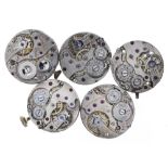 Rolex - Three Rolex 15 jewel wristwatch movements, 21mm (two with unsigned dials, one lacking dial);