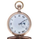 Swiss 10ct gold filled lever hunter pocket watch, the unsigned movement with compensated balance and