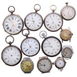 Assorted pocket and wrist watches for repair to include a silver fusee lever pocket by Adam