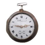 Tortoiseshell and white metal pair cased verge pocket watch, the fusee movement signed J.s