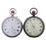 Omega gunmetal lever pocket watch, signed movement, no. 5427712, signed dial, within a plain case,