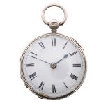 Victorian small silver verge pocket watch, London 1854, plain unsigned fusee movement, no. 2739,