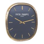 Rare Patek Philippe 'Ellipse d'Or' large gilt metal advertising/ publicity wall clock, blue dial