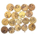 Eleven fusee lever fob watch movements principally for repair to include makers Geo. Cook, London,