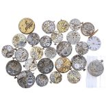 Quantity of wristwatch movements with enamel dials to include D.F&C., Roskopf, Record, Longines,