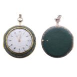 George Prior - George III silver and gilt leather cased verge pair cased pocket watch made for the