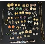 Good collection of dress costume earrings, 38 pairs; together with two necklaces, bracelet and two