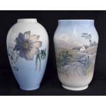 Royal Copenhagen - Floral decorated vase, factory stamp and inscribed numbered 2660/1099, 10.5"