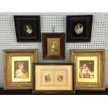Pair of portrait miniatures, A lady in Elizabethan dress and A lady wearing pearls, watercolours,