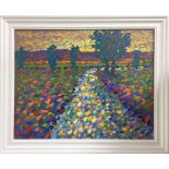 Paul Stephens (20th/21st Century) - 'Hazy Sunshine, Somerset Levels Nr Mendip Hills' signed, also