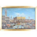 After Caneletto (20th/21st century) - The Grand Canal, Venice with figure in gondolas beside the