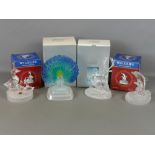 Four modern crystal animal figures from Cristal d'Arques and RCR - dolphins, ducks, stag and