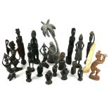 Collection of various carved tribal figures, tallest 17" (20)