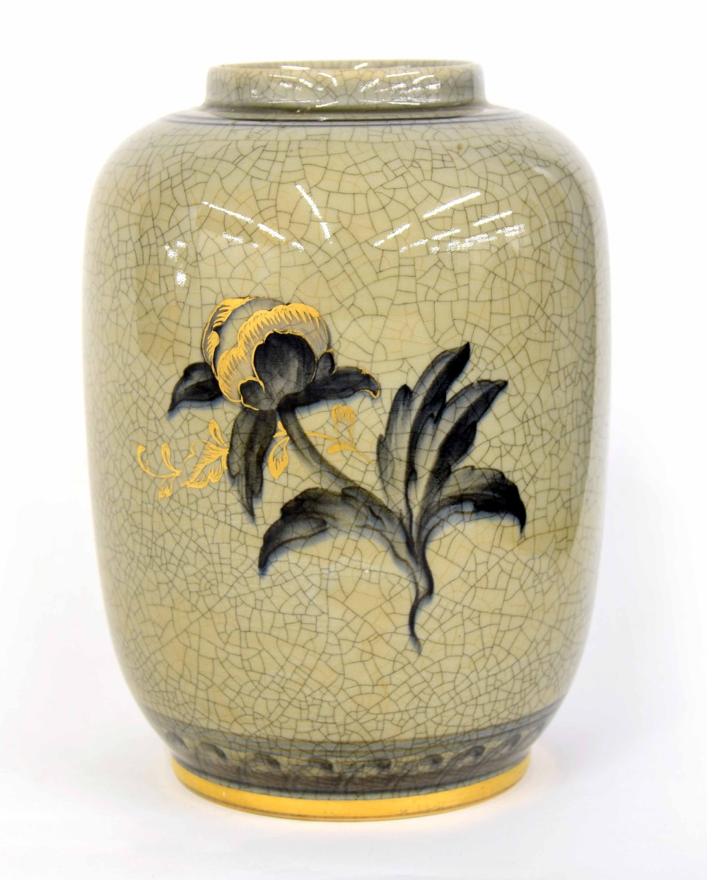 Royal Copenhagen - Crackle vase model 888, decorated with gilt highlighted flowers, factory stamp - Image 2 of 3