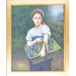 Continental School (20th/21st century) - three quarter length study of a young girl holding a basket