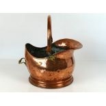 Heavy Victorian copper and brass helmet coal scuttle