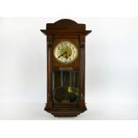 Antique mahogany cased chiming wall clock, 1923 Masker Bakers Association, Weymouth, brass