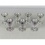 Good collection of matching Victorian heavy glass Penny-Lick/illusion glasses, 3.5" tall (7)
