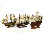 Collection of wooden model sailing ships - Mary Rose, SS Great Britain and HMS Victory, all approx