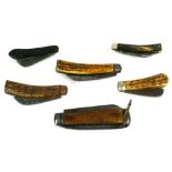 Collection of antique/vintage stag/horn handle pocket knives (6)