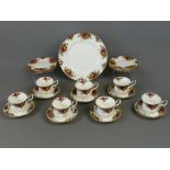 Royal Albert Old Country Roses first quality 1962 backstamp twenty-two piece trio set, seven cups,