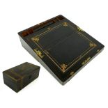 Victorian brass bound rosewood writing box with gilt tooled leather slope (minor fault), 7" high,