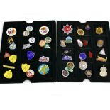 Collection of vintage pin/lapel badges; including school, transportation, military, sports etc (40)