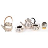 Eric Clements for Elkington & Co silver plated three piece bachelor tea set, W29945, tea pot 6"