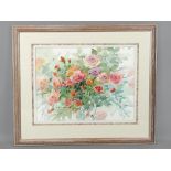 Shirley Harrell (20th century) - 'Roses', signed lower left, watercolour, 19" x 14.5"