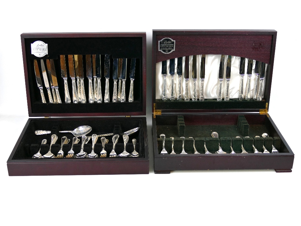 Two canteens of G H Butler Kitemark Collection matching silver plated cutlery, consisting of