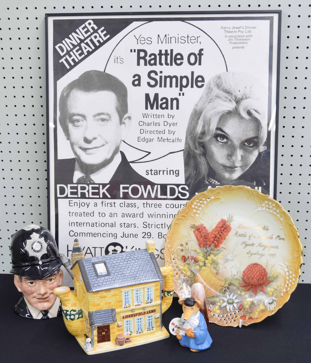 Derek Fowlds - Heartbeat Aidensfield Arms ornamental teapot, 6.5" high; together with a Royal