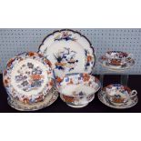 Minton Ahmerst Japan pattern - Plate 7.75" diameter, two cups and saucers and a bowl 7" diameter, 3"