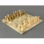 Italian C A & A marble and alabaster chess set, to include 14.5" square board and full set of