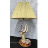 Vintage R Pennati porcelain table lamp sculpture of a pair of storks, impressed mark 'Florence
