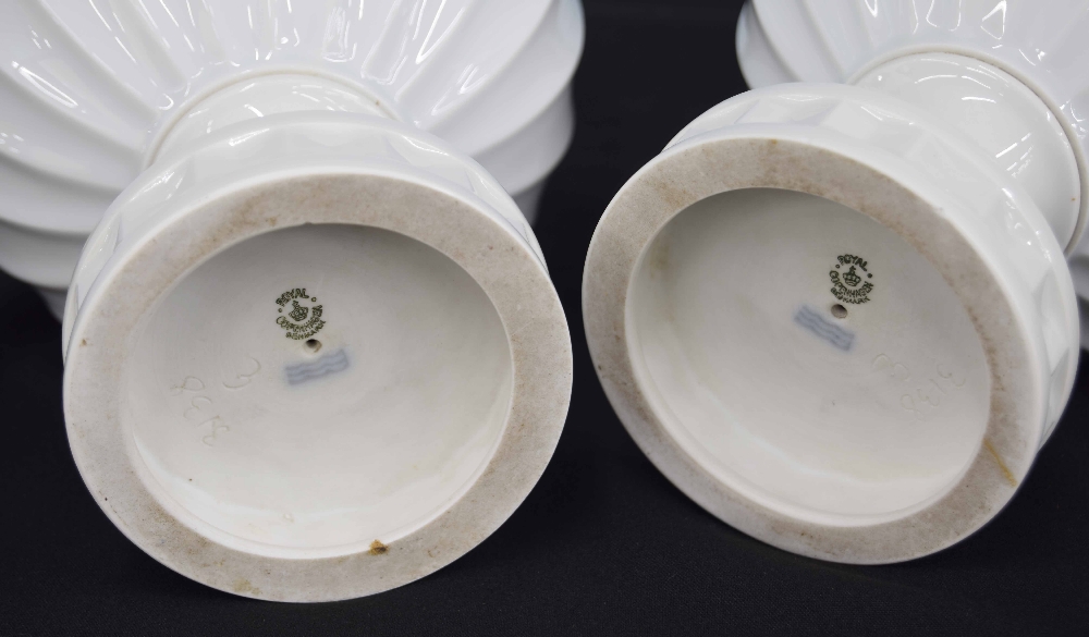 Royal Copenhagen - Pair of 3138 white glaze footed vases/jardiniere, factory stamp and inscribed - Image 2 of 2