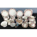 Grafton China 'Lilleshall' pattern part tea set, comprising cream jug, bowl, five cups and