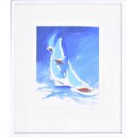 20th/21st century School - scene depicting yachts in a rough sea, signed with the artist's