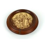 Victorian Mintons Hollin & Co circular tile depicting a Shakespearean scene from the Merchant of