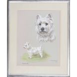 Mary Browning - 'Hamish' two studies of a West Highland terrier, one study showing the dog's head