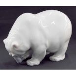 Royal Copenhagen - Polar bear digging, porcelain figure designed by Jeanne Grut, factory stamp and