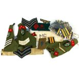 Large mixed collection of vintage Military patches, stripes and epaulettes including a German WWII