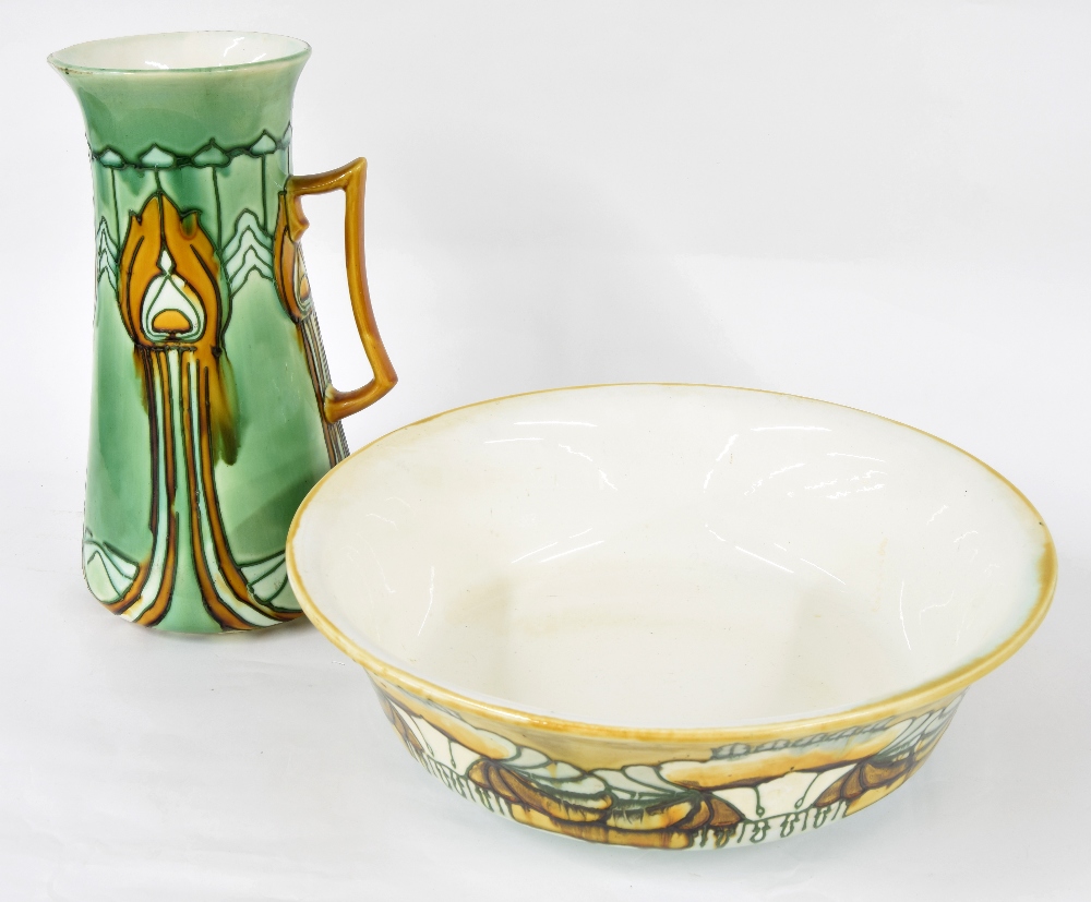 Good Minton Co. Secessionist tube lined water jug and basin, the jug no..36 and basin no..37, jug - Image 2 of 4