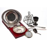 Mixed lot of silver and white metal - George IV silver caddy shovel, a silver dish inset with