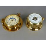 Vintage 'nauticalia' Saloon heavy brass battery operated ship's tide clock, 8.5" diameter, 3"