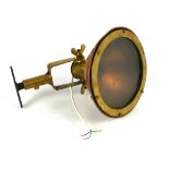 Large vintage copper and brass marine lamp for refurbishment, 10" diameter