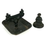 Decorative Victorian cast iron black painted boot scraper, 8" high, 9.5" wide, 12" long; together