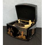 PYE Monarch BSR Chinoiserie cased record player, 17" wide