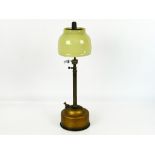 Pork Pie base Tilley lamp, 23" tall with original glass shade (at fault)