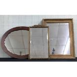Three mirrors; two with gilded frames, largest 27" x 21", one oval 28" x 22" (3)